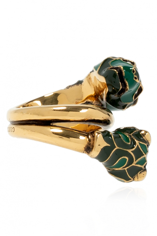 Gucci double wrap store ring with tiger heads